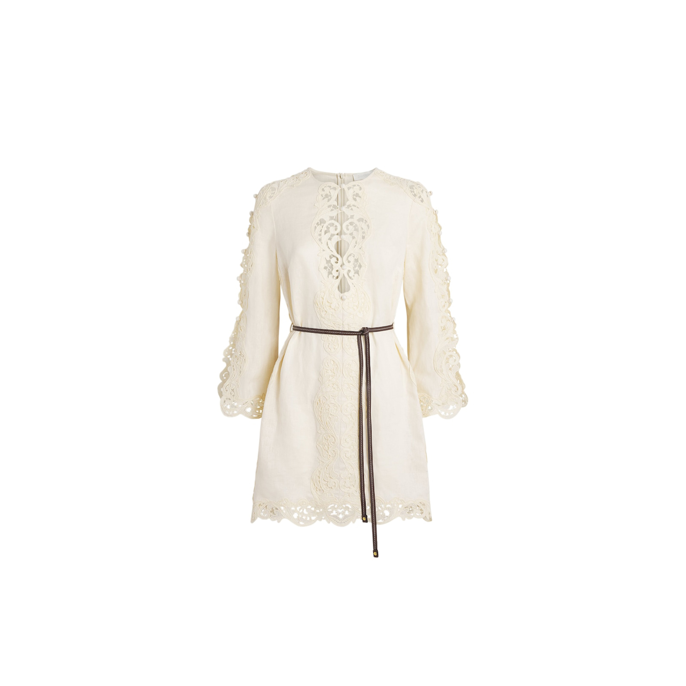 ZIMMERMANN LINEN EMBROIDERED AWAKEN MINI DRESS 
